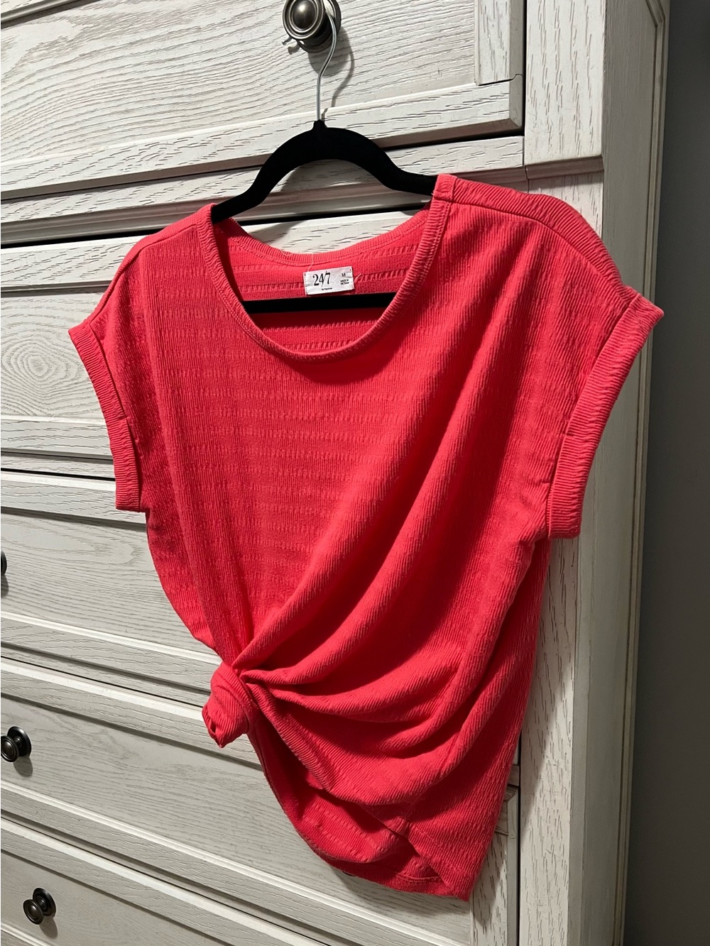 Coral Knot-Front Short Sleeve Tee